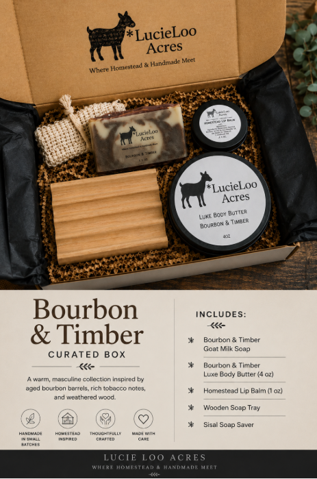 Bourbon & Timber Curated Gift Box | Gift for Men | Handmade Homestead Collection